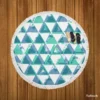 Modern Pastel Blue Triangle Round Beach Towel