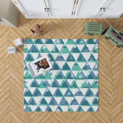 Modern Pastel Blue Triangle Rug