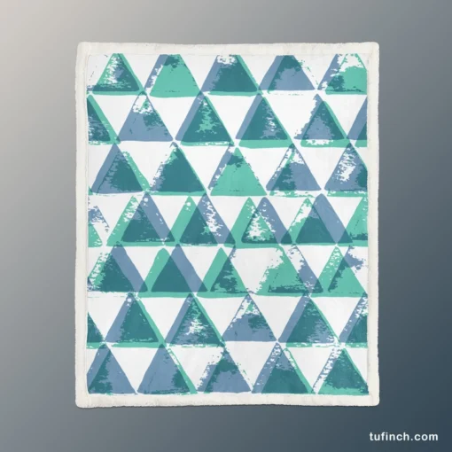 Modern Pastel Blue Triangle Sherpa Fleece Blanket 1