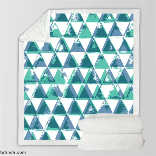 Modern Pastel Blue Triangle Sherpa Fleece Blanket