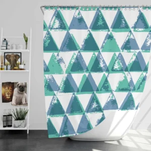 Modern Pastel Blue Triangle Shower Curtain