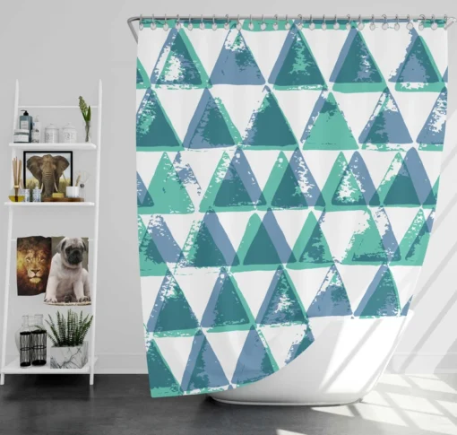 Modern Pastel Blue Triangle Shower Curtain