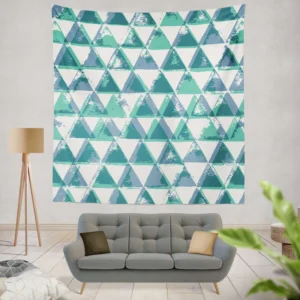 Modern Pastel Blue Triangle Wall Tapestry