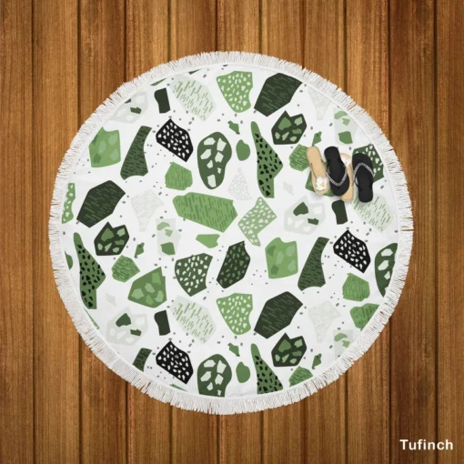 Modern Terrazzo Pattern Round Beach Towel