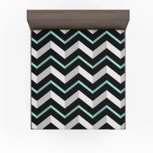 Modern White And Black Blue Chevron Fitted Sheet