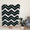 Modern White And Black Blue Chevron Fleece Blanket