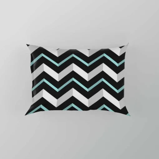 Modern White And Black Blue Chevron Pillow Case