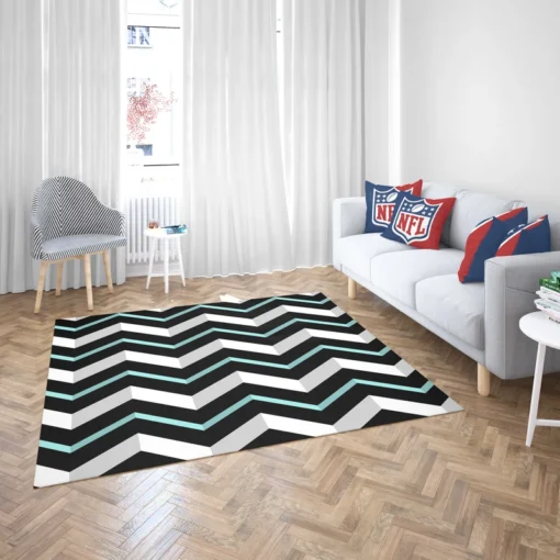 Modern White And Black Blue Chevron Rug 2