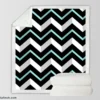 Modern White And Black Blue Chevron Sherpa Fleece Blanket