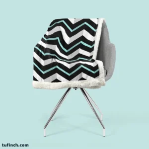 Modern White And Black Blue Chevron Sherpa Fleece Blanket 2