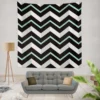 Modern White And Black Blue Chevron Wall Tapestry