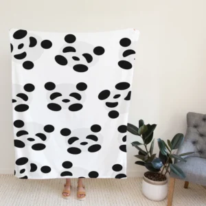 Monochrome Pandas Pattern Fleece Blanket