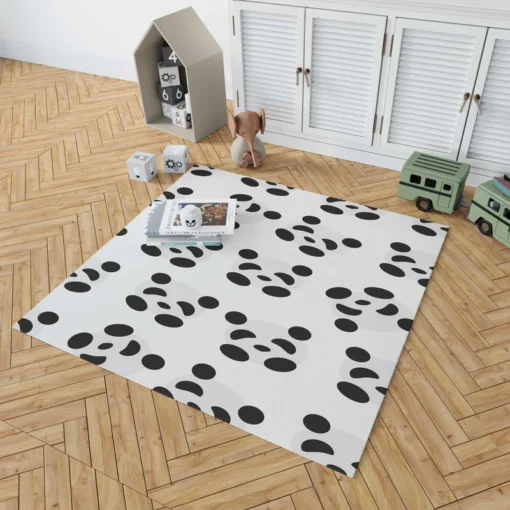 Monochrome Pandas Pattern Rug 1