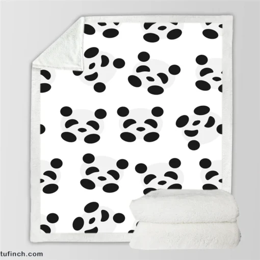 Monochrome Pandas Pattern Sherpa Fleece Blanket