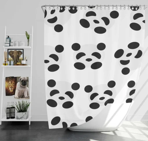 Monochrome Pandas Pattern Shower Curtain