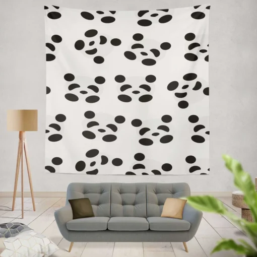 Monochrome Pandas Pattern Wall Tapestry