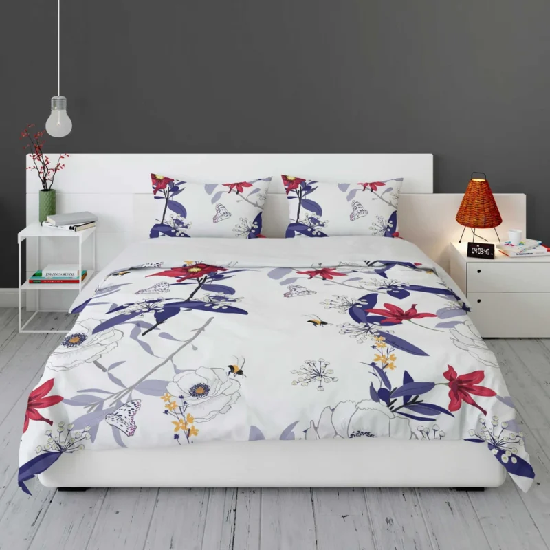 Monotone Red Floral Bedding Set 1