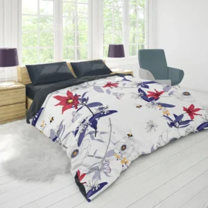 Monotone Red Floral Duvet Cover 1