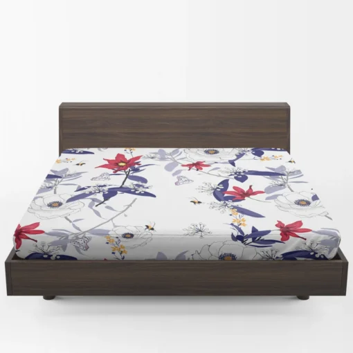 Monotone Red Floral Fitted Sheet 1