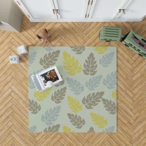 Monstera Blue Yellow Brown Leaves Rug