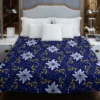 Moon Star Floral Pattern On Blue Background Duvet Cover