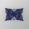 Moon Star Floral Pattern On Blue Background Pillow Case