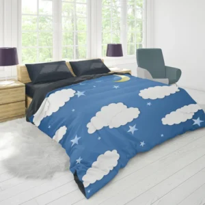 Moonlit Clouds With Stars Duvet Cover 1