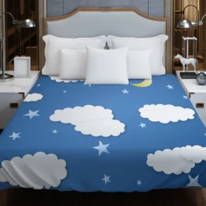 Moonlit Clouds With Stars Duvet Cover