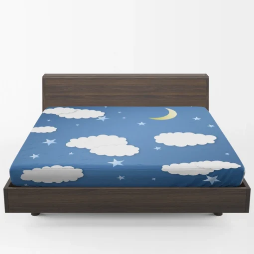 Moonlit Clouds With Stars Fitted Sheet 1