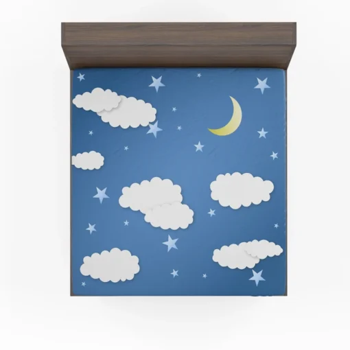 Moonlit Clouds With Stars Fitted Sheet