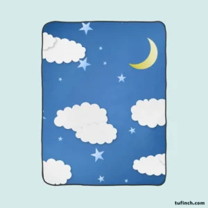 Moonlit Clouds With Stars Fleece Blanket 1