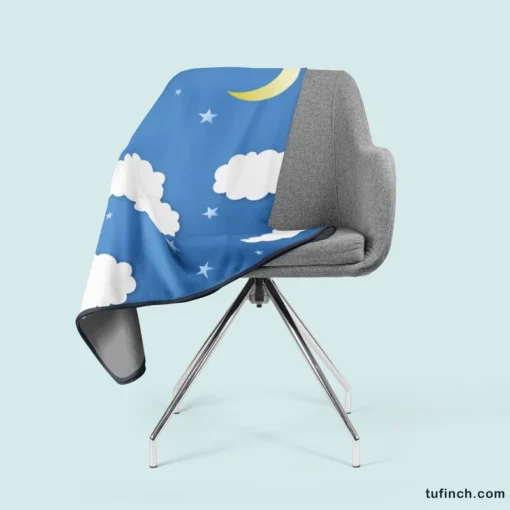 Moonlit Clouds With Stars Fleece Blanket 2