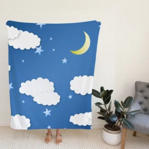 Moonlit Clouds With Stars Fleece Blanket