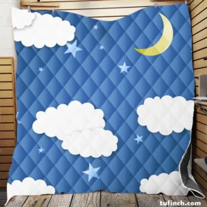 Moonlit Clouds With Stars Quilt Blanket