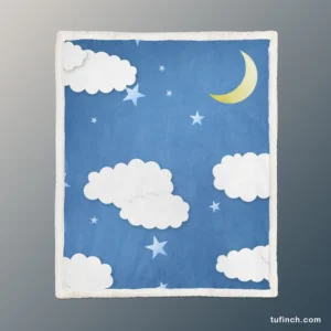 Moonlit Clouds With Stars Sherpa Fleece Blanket 1