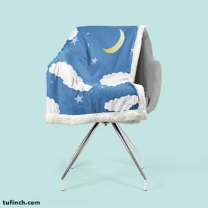 Moonlit Clouds With Stars Sherpa Fleece Blanket 2