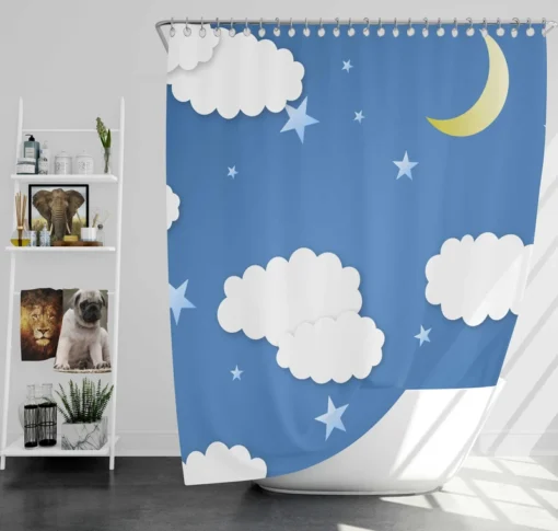 Moonlit Clouds With Stars Shower Curtain