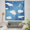 Moonlit Clouds With Stars Wall Tapestry