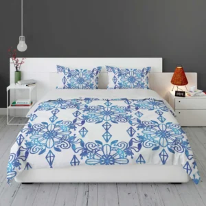 Moroccan Blue White Ornament Bedding Set 1