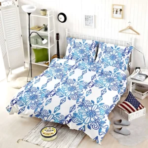 Moroccan Blue White Ornament Bedding Set