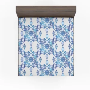 Moroccan Blue White Ornament Fitted Sheet