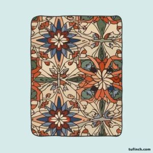 Moroccan Floral Pattern Fleece Blanket 1