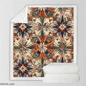 Moroccan Floral Pattern Sherpa Fleece Blanket