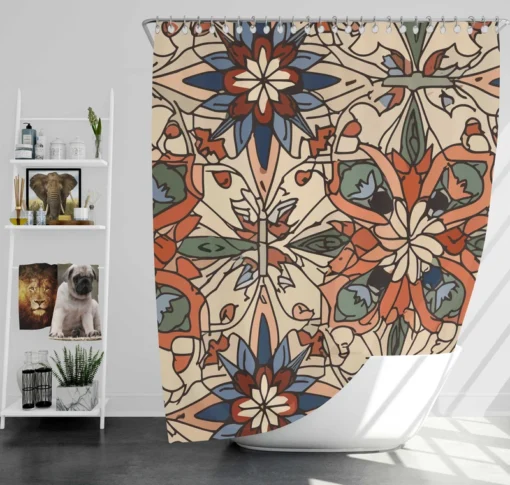 Moroccan Floral Pattern Shower Curtain