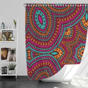 Moroccan Geometric Batik Pattern Shower Curtain