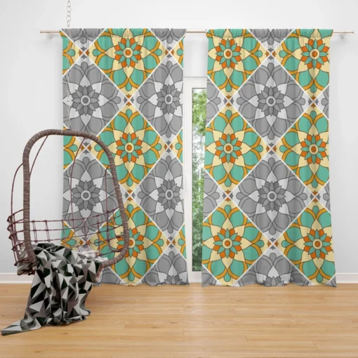 Moroccan Geometric Floral Design Curtain