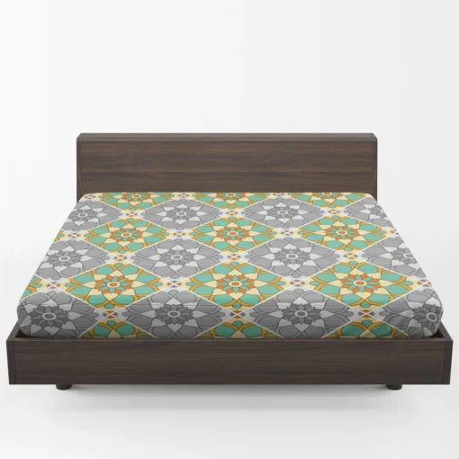 Moroccan Geometric Floral Design Fitted Sheet 1