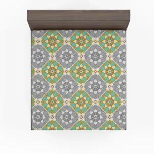 Moroccan Geometric Floral Design Fitted Sheet