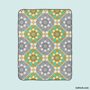 Moroccan Geometric Floral Design Fleece Blanket 1