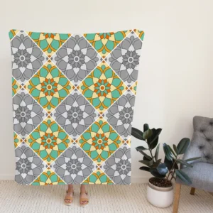 Moroccan Geometric Floral Design Fleece Blanket